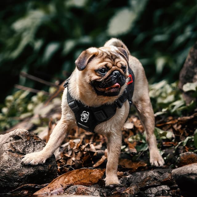 Detalle de OneTigris Fire Watcher – harnais tactique pour chien Molle noir (taille XS) avec poignée et anneaux en D