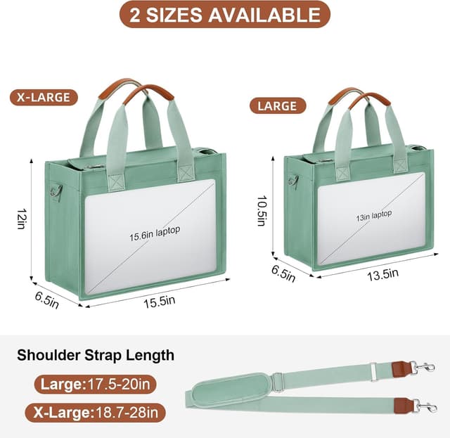 Detalle de KKXIU Large Canvas Tote Bag with Zipper, Compartments & Pockets