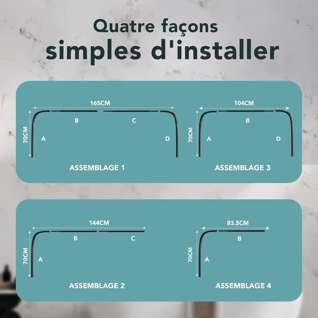 Detalle de Erica Tringle de douche en forme de U 70x165x70