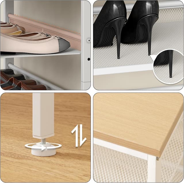 Detalle de HOOBRO Étagère à chaussures EWN12XJ01 (5 niveaux) pour 16 à 20 paires, maille métallique réglable