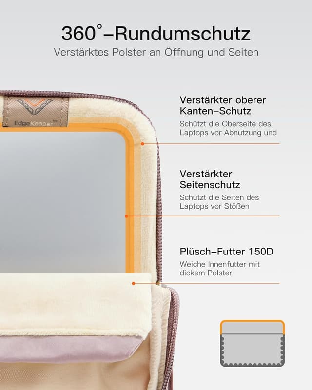 Thumbnail 3 de Inateck 360° Schutz Laptop-Hülle für 13-Zoll MacBook Air & Pro – Großvolumen-Sleeve mit Innenmaßen 30,5 × 21,5 × 2 cm