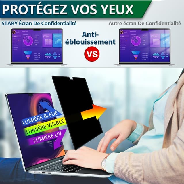 Detalle de STARY Filtre de confidentialité magnétique pour MacBook Pro 14 pouces (2021-2024)