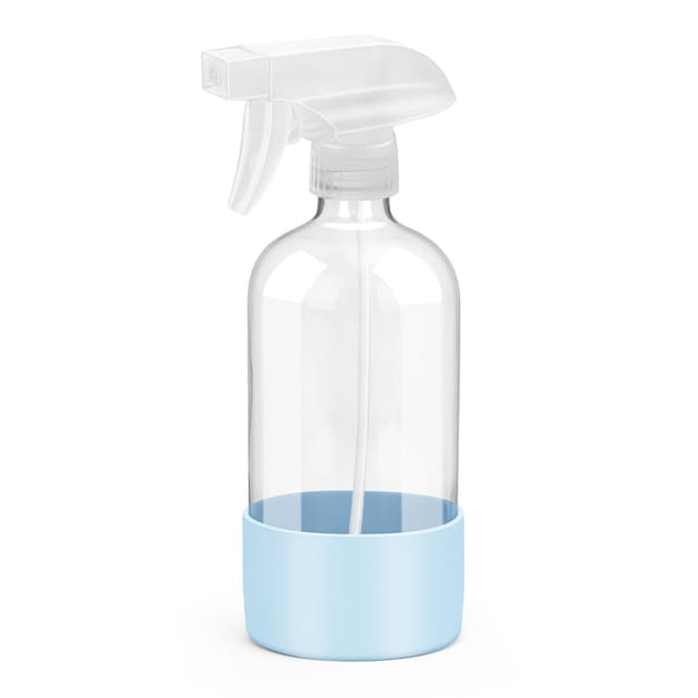 Detalle de Rionisor 16 oz Refillable Glass Spray Bottles with Silicone Sleeve Protection and Adjustable Nozzle (Blue, 1-Pack)