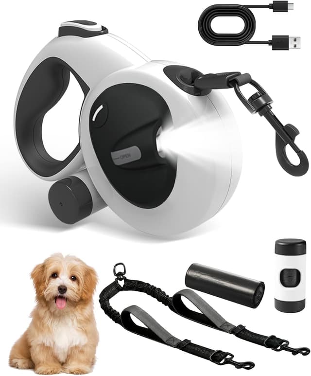 Detalle de 6M Retractable Dog Lead (2-in-1) with Elastic Double Extension and LED Light