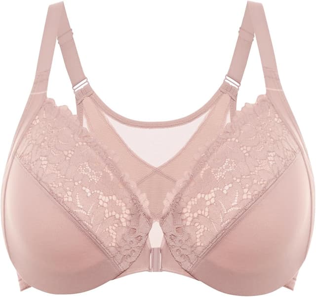 Detalle 2 de DELIMIRA Femme soutien-gorge à armatures, fermeture devant et dentelle grande taille