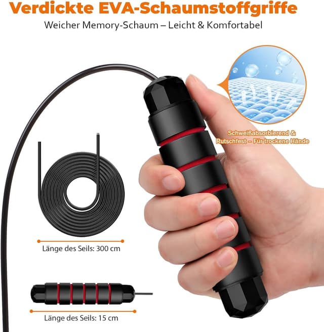 Detalle 1 de Springseil 3 m verstellbar mit Schaumgriffen