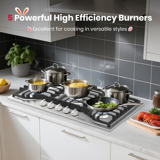 Detalle de GASLAND GH3365SF 36 Inch gas cooktop