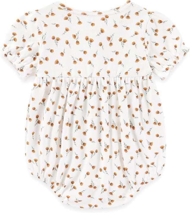 Detalle de MAMIMAKA 3-Pack Cotton Bubble Romper Short Sleeve Bodysuit Set for Newborn Baby Girls