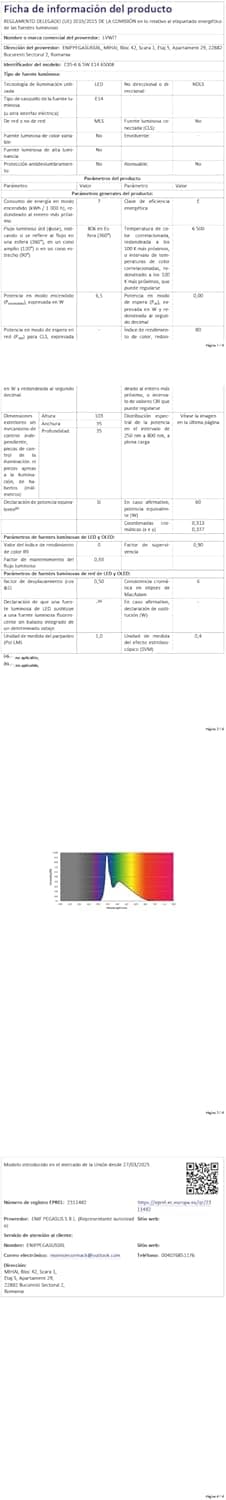 Thumbnail 6 de LVWIT Pack 6 Bombillas LED Vela E14 💡 40W equivalente, 6500K