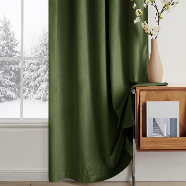 Detalle 2 de MIULEE 2er-Set Samtvorhänge blickdicht & verdunkelnd mit Stangendurchzug, 140 × 245 cm (B × H) Olivgrün