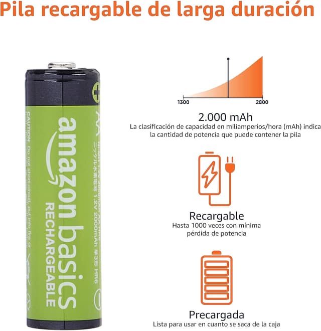 Thumbnail 3 de Amazon Basics AA NiMH 2000 mAh 8 pilas recargables