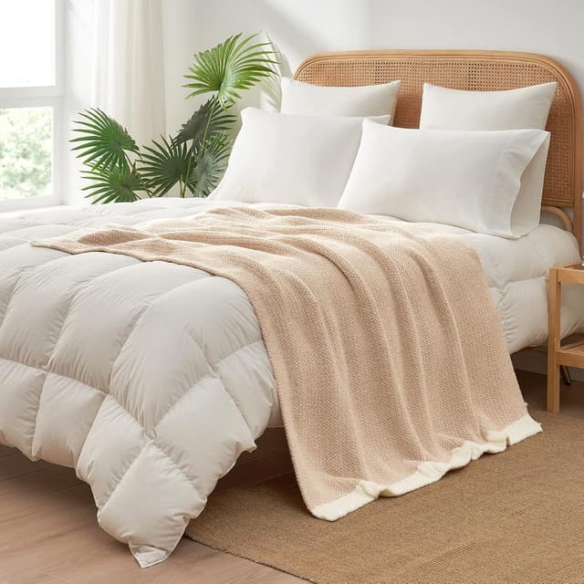 Thumbnail 6 de Snuggle Sac Heather Beige Microfiber Knit Throw Blanket, Reversible 50x60 inches
