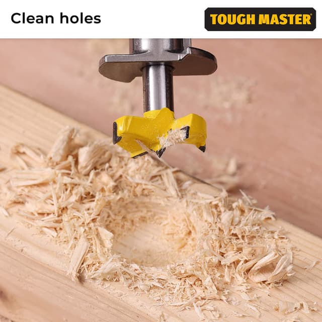 Detalle 2 de Forstner Bits TOUGH MASTER 5-Piece TCT Set (15mm–35mm) with Depth Stop, 2 Hex Keys & Heavy-Duty Case