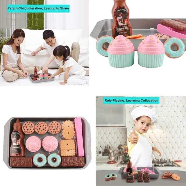 Detalle 2 de Elitoky Cookie Play Food Set (16-Piece) for Pretend Baking & Kids Kitchen Play