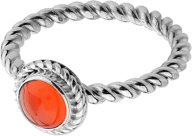 Detalle 2 de Anello Nenalina da donna in argento sterling 925 con corniola da 6 mm, realizzato a mano (212999-008)