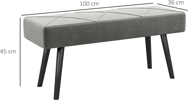 Detalle 1 de HOMCOM BancBout de lit Banquette Velours Gris 100x36x45 cm
