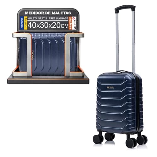 Detalle de RAYKONG Maleta de cabina ABS 40x30x20 (24L) con ruedas desmontables y cerradura numérica – Azul marino