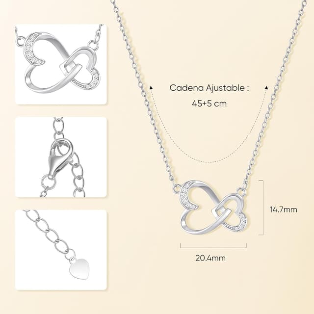 Detalle 2 de VNOX Damen Halskette mit Herz 40+5 cm