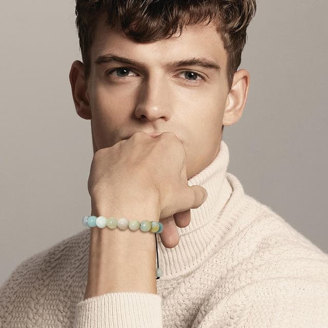 Detalle de XIANNVXI 8-mm-Amazonit-Perlenarmband mit verstellbarer Schnur
