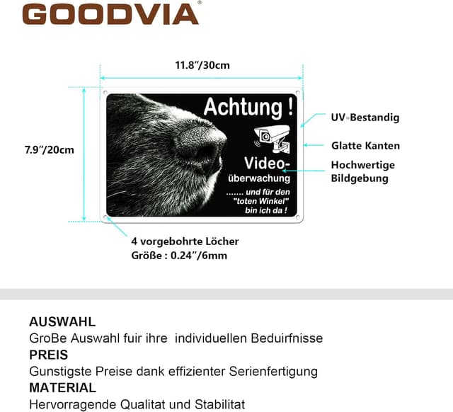 Detalle 1 de Goodvia Hundewarnschild 20 x 30 cm, 2er-Set