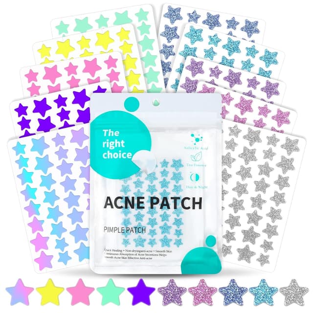 Detalle de BUTBU 400 Stück sternförmige Hydrocolloid-Pimple-Patches (Tag & Nacht, 2-in-1) mit Teebaumöl & Centella