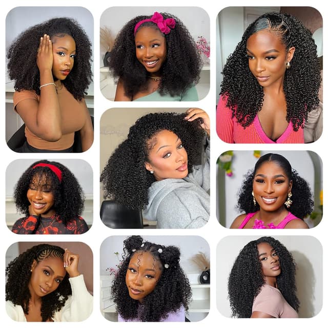 Thumbnail 6 de yeelice hair Kinky Curly Half Wig Human Hair (200 Density, 3-in-1) Seamless Flip Over Glueless Wear and Go