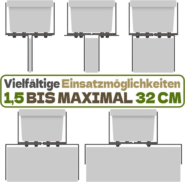 Detalle 2 de 2er H-Form Blumenkastenhalterung (ohne Bohren) passend für Blumenkästen 15–23 cm