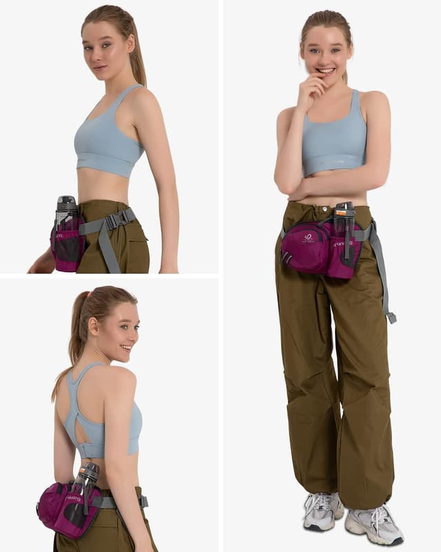 Detalle de Waterfly Gürteltasche/Bauchtasche mit Flaschenhalter – wasserdicht, atmungsaktiv & verstellbar für Sport und Outdoor