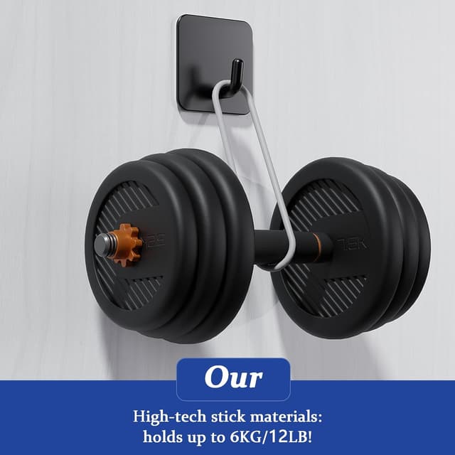 Detalle de Aikzik Handtuchhalter ohne Bohren – 6er Set selbstklebende Edelstahlhaken für Bad & Küche in Schwarz