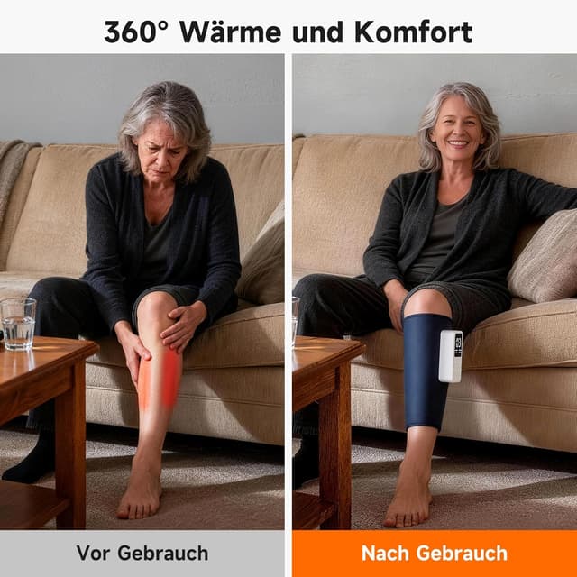 Detalle de Kabelloses Wadenmassagegerät mit EMS, Heizung & Luftkompression – wiederaufladbar, 3 Modi