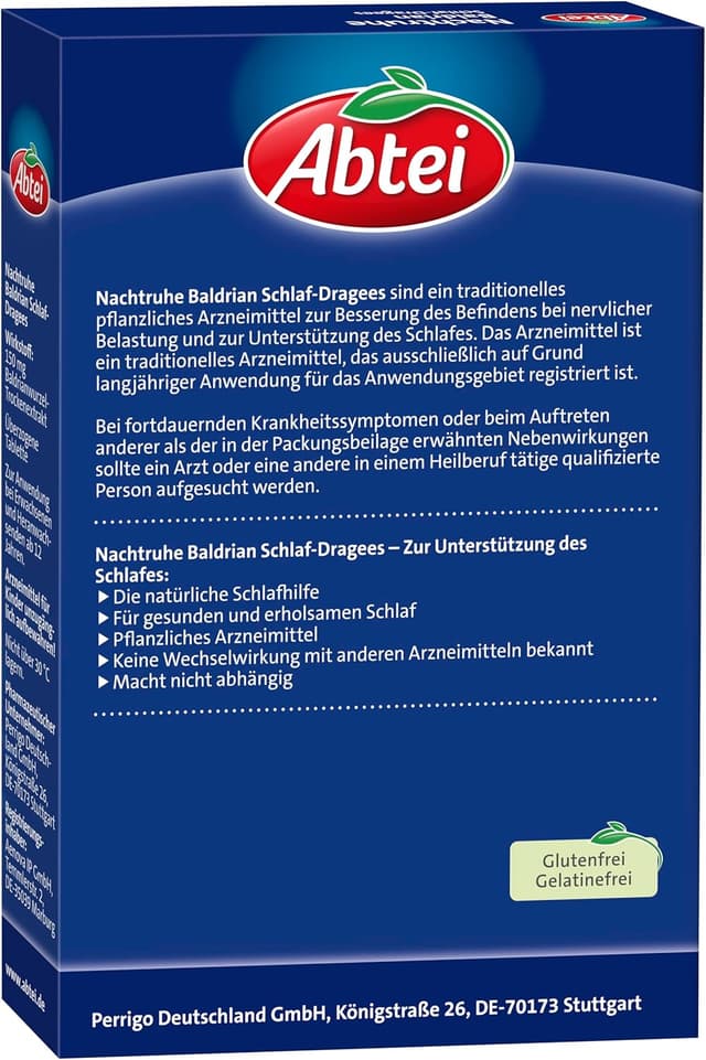 Detalle de Abtei Nachtruhe Baldrian Schlaf-Dragees N – pflanzliches Arzneimittel für erholsamen Schlaf & nervliche Belastung (90 Dragees)