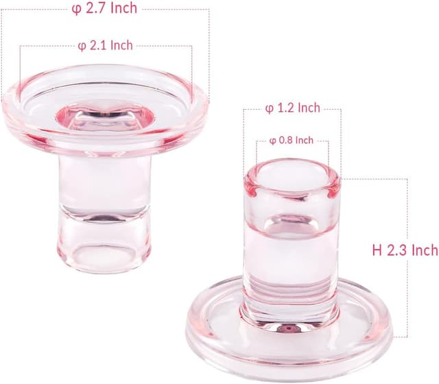 Thumbnail 3 de TELOSMA Pink Glass Candle Holders 6PCS 0.85in