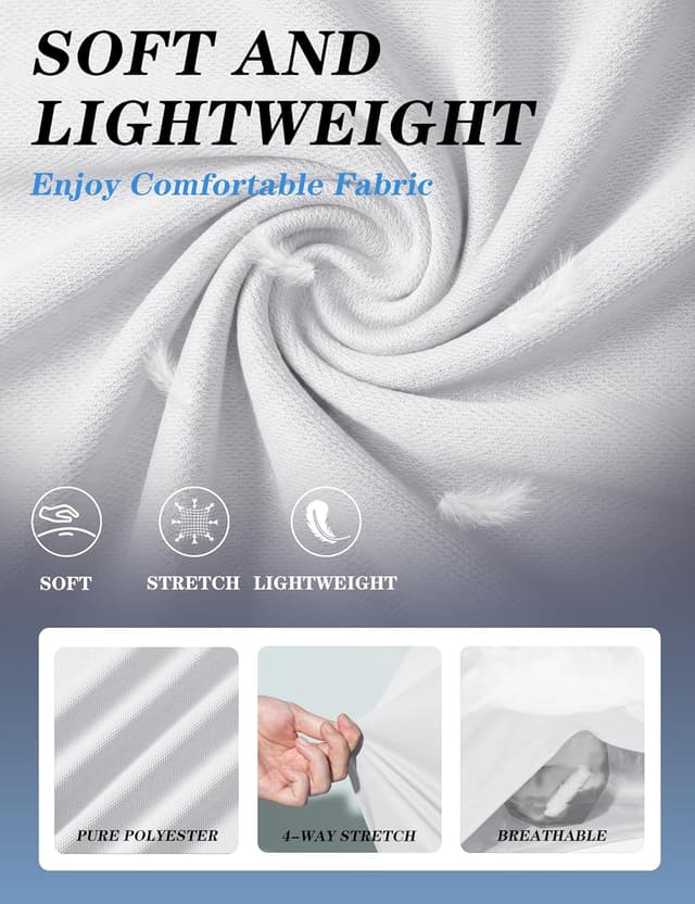 Detalle 2 de TACVASEN men’s polo shirts short-sleeve for golf, outdoor sport & work (quick-dry, moisture-wicking)