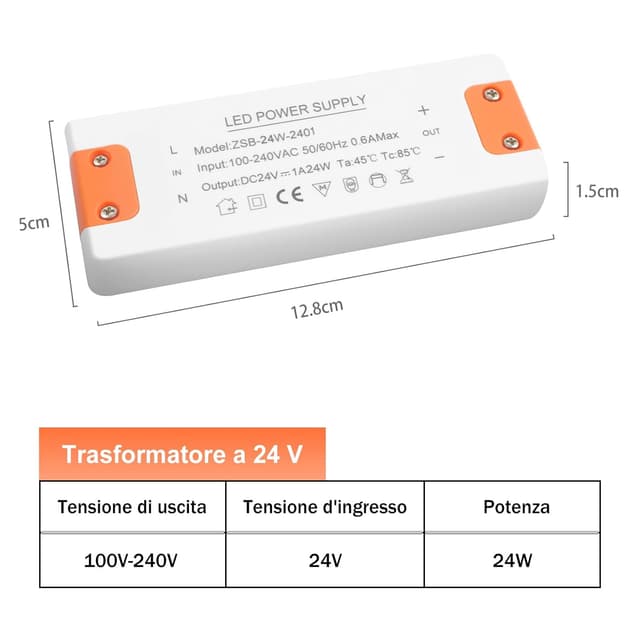 Detalle 2 de Alimentatore 24V 1A 24W per LED 🔌