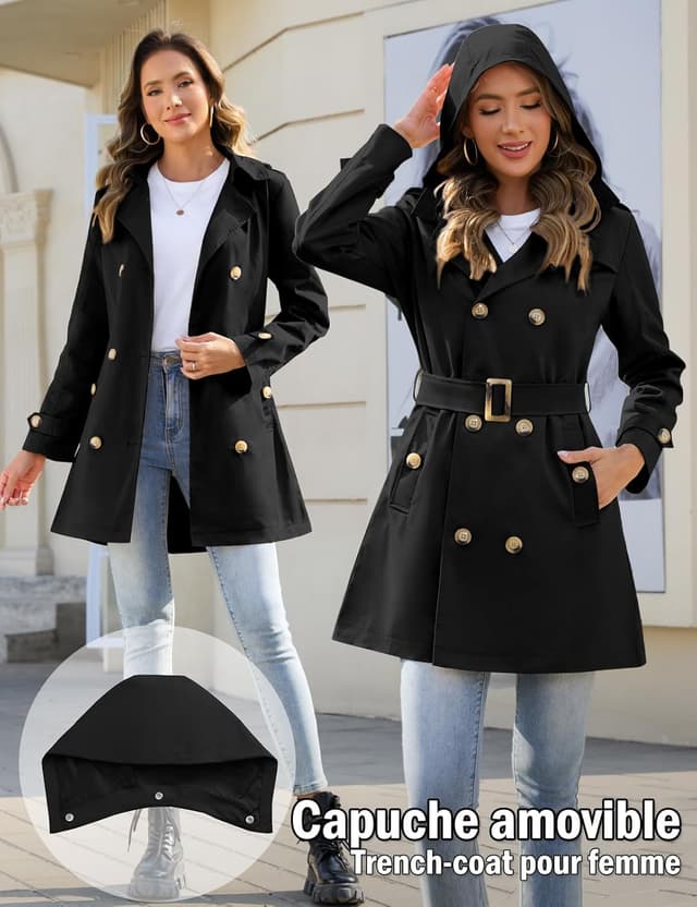 Thumbnail 2 de Tuopuda Trench Coat Femme Double Boutonnage