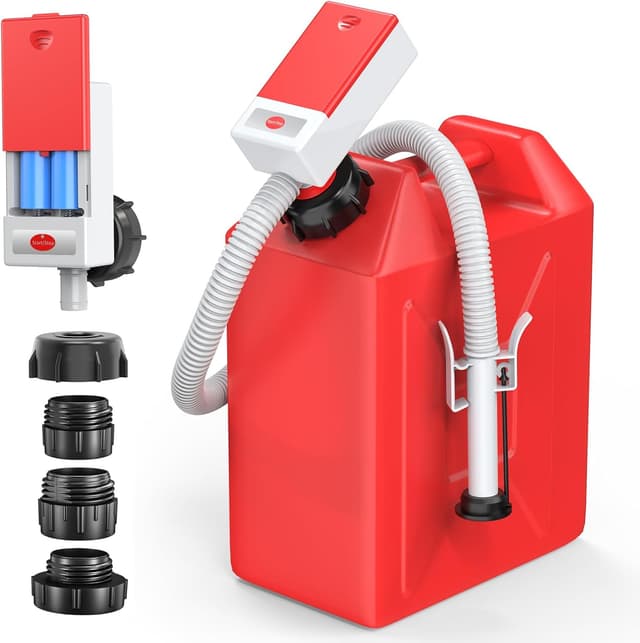 Detalle de Automatic Fuel Transfer Pump (Auto-Stop Sensor) Portable Gas Can Pump with 3 Adapters and 51" Hose