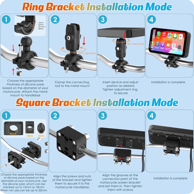 Detalle 2 de Carpuride W603 6.3" Waterproof Motorcycle CarPlay Screen (Wireless CarPlay & Android Auto, BT Audio, GPS, voice control)