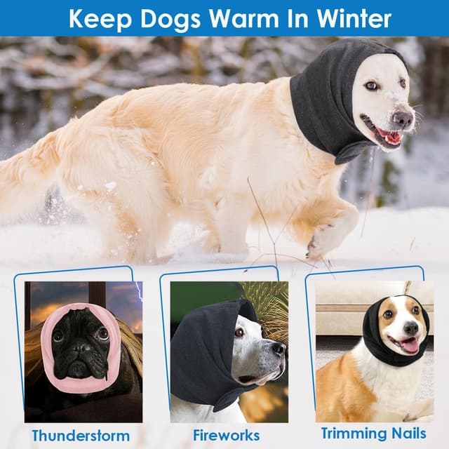 Detalle de AOFITEE Dog Calming Hoodie – No-shake ear wraps for anxiety relief and noise reduction