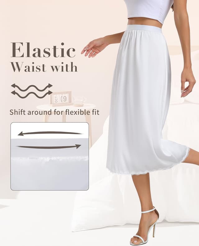 Detalle de Vlazom sottogonna lunga da donna antistatiche con elastico in vita e pizzo