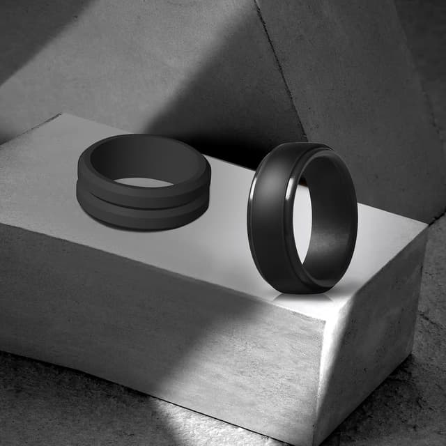 Detalle de LOCCY 8er-Set Herren-Silikon-Eheringe in 8 Farben – flexible Sport- und Outdoor-Trauringe