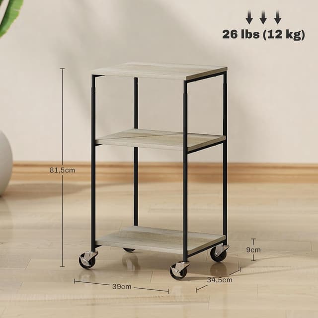 Detalle de HOMCOM Support d'imprimante à 3 niveaux 72,5/81,5 cm