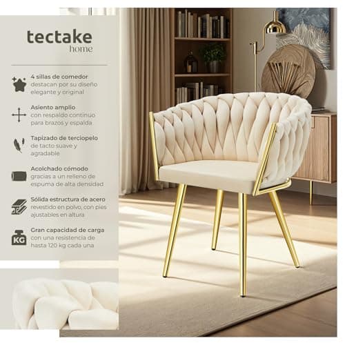 Detalle 2 de TecTake® Juego de Sillas Acolchadas con Reposabrazos