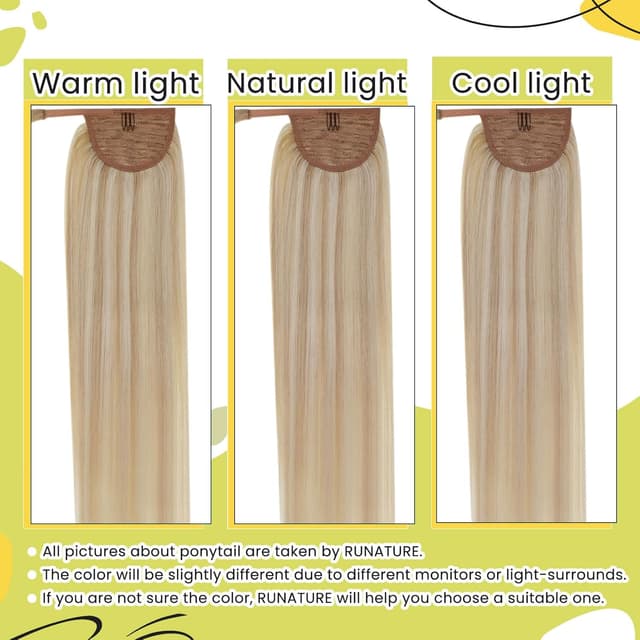 Detalle de RUNATURE Extension Coda in capelli umani Veri Biondo 18 (45 cm) #18P613