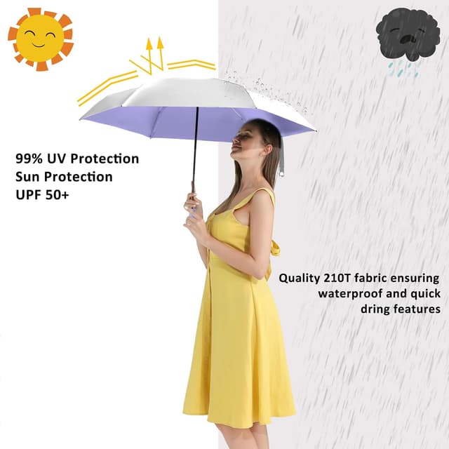 Detalle 2 de BAODINI Small UV Protection Travel Umbrella (UPF 50+), Compact 42 inch Windproof Auto Open/Close