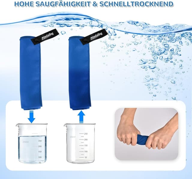 Thumbnail 6 de Fosdaling Mikrofaser Handtuch-Set (3-teilig) – 200×100 cm + 2×80×40 cm, schnelltrocknend (Königsblau)