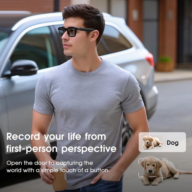 Detalle 2 de Tulbeys AI Smart Glasses with HD 1200P Camera (8MP) – Auto Tint Photochromic Lenses for Travel & Outdoor Use