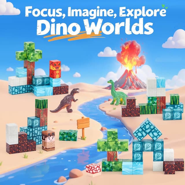 Detalle 2 de hahaland Costruzioni Magnetiche Dinosauri 52 pezzi