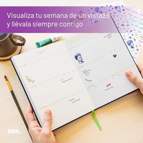 Detalle de Grupo Erik Agenda 2026 Semana Vista A5 Frida Kahlo 17 meses