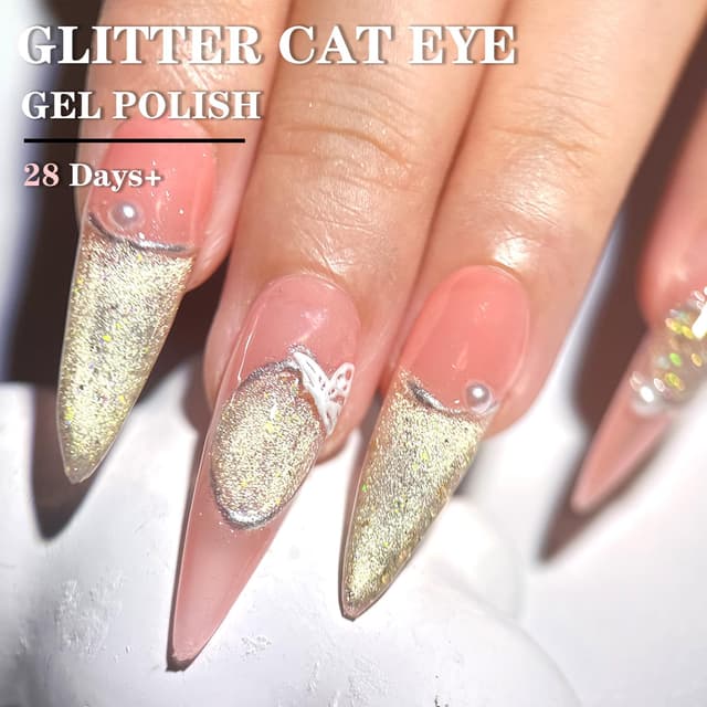 Detalle de KRISNICE Cat-Eye UV-Gel Nagellack mit Magnet – Beige Cateye, 15 ml