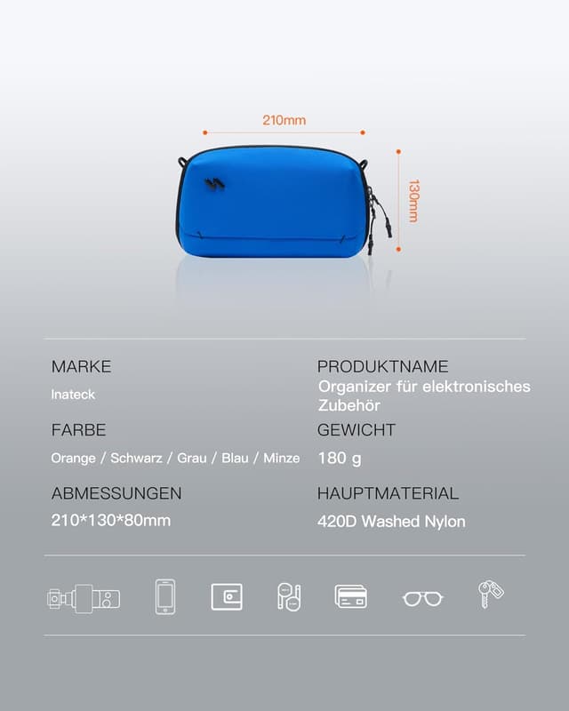 Detalle 2 de Inateck Portabler Kabeltasche 2 l für Reisen